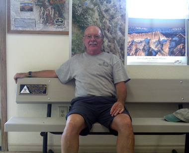 HPF director Stony Burk on the bench in the Lone Pine store.